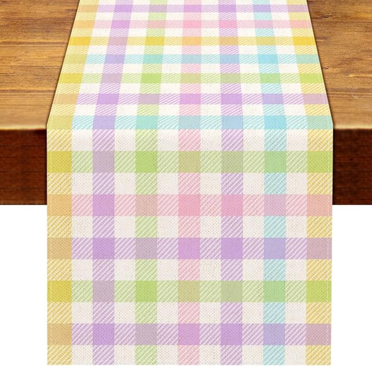 Linen Spring Easter Buffalo Check Plaid Table Runner Rustic Farmhouse Home Dining Room Kitchen Table Decor (13" x 72")